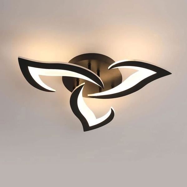Moderne LED-Deckenleuchte 36 W – 3000 K warmweißes Licht – 3-flammig – Schwarz