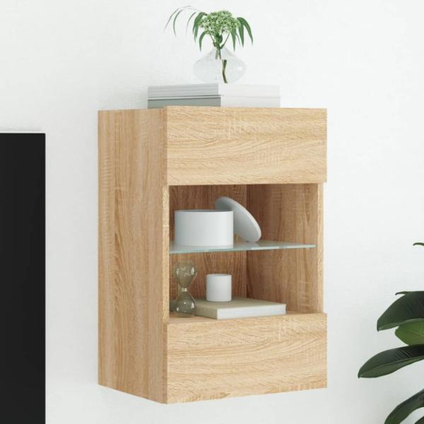 vidaXL TV-Wandschrank mit LED-Leuchten Sonoma-Eiche 40x30x60,5 cm 837082
