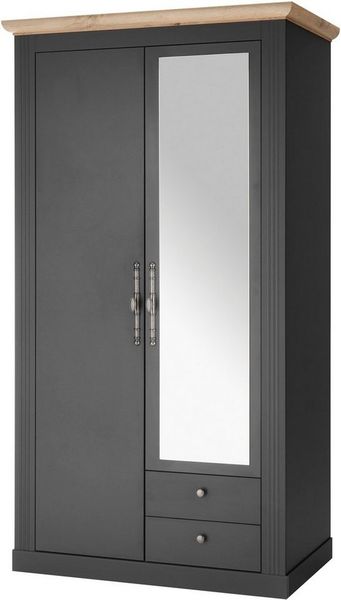Home affaire Kleiderschrank WESTMINSTER Wäscheschrank in 2 Farben, Landhausschrank Metallgriffe Drehtürenschrank mit Spiegel, Schlafzimmerschrank, 109 cm breit