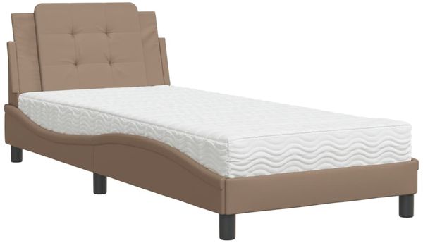 Einzelbettgestell Design für Erwachsene ohne Matratze Cappuccino-Braun 100x200 cm Kunstleder d4221e