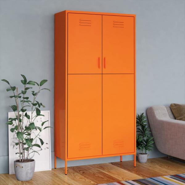 vidaXL Kleiderschrank, Stahl, Orange, 90 x 50 x 180 cm