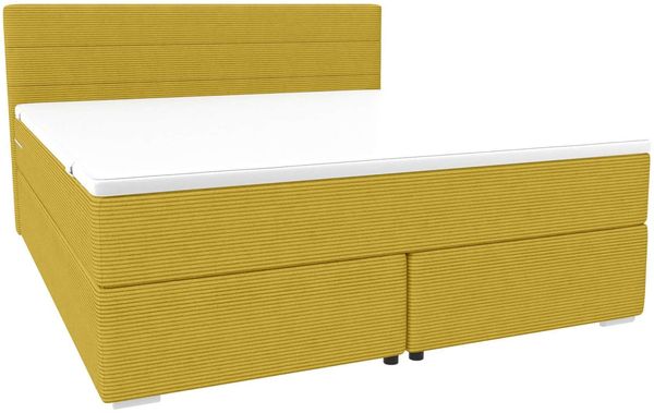 Boxspringbett Valerio Cordstoff - Cordstoff - gelb - 200x200 cm