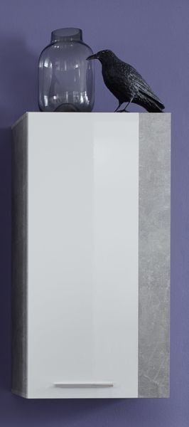 Hängeschrank Rock in weiß Hochglanz und Stone grau 52x103 cm Wohnzimmer