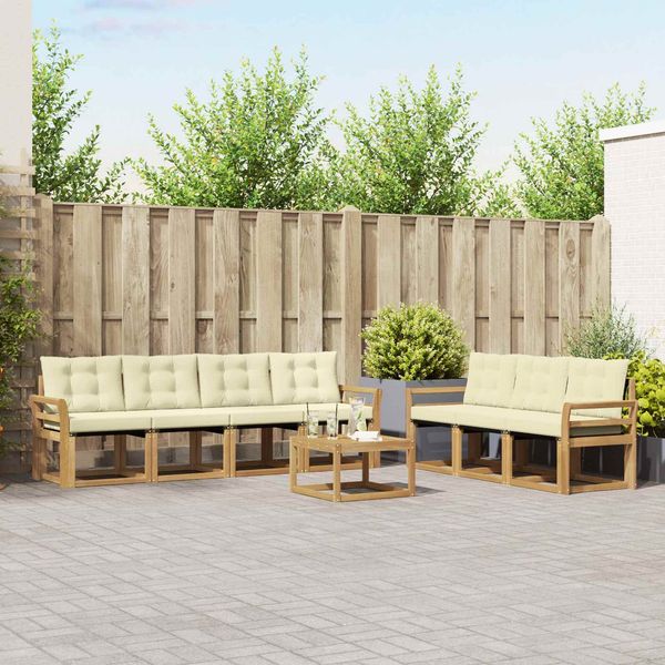 vidaXL Outdoor-Sofagarnitur mit Kissen 8 pcs Weiß und Creme 3389284