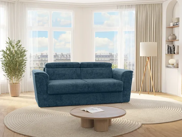 Vente-unique - RIZORA Sofa Stoff Blau - B 223 cm96 cm x H 95 cm x L 230 cm