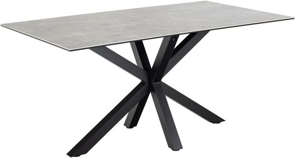 Esstisch >Heaven< in Grau, Glas-Keramik,Stahl - 160x75,5x90cm (BxHxT)