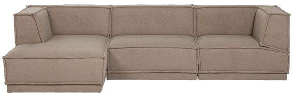 Ecksofa Chaiselongue Manu - Teddy-Stoff Taupe, Links Bild 2