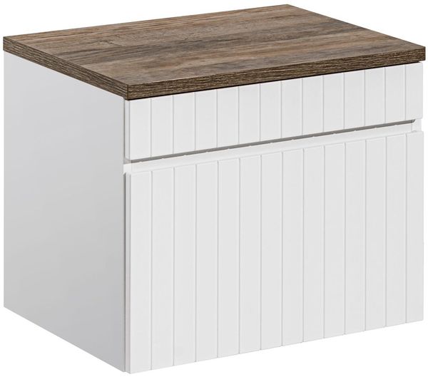 Waschtischunterschrank 60 cm IRAKLIO-56 weiß matt mit Vintage Eiche Nb, B/H/T: ca. 60,4/48,5/46 cm