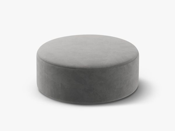 Micadoni Pouf Dia 90cm Samt Salvador Grau