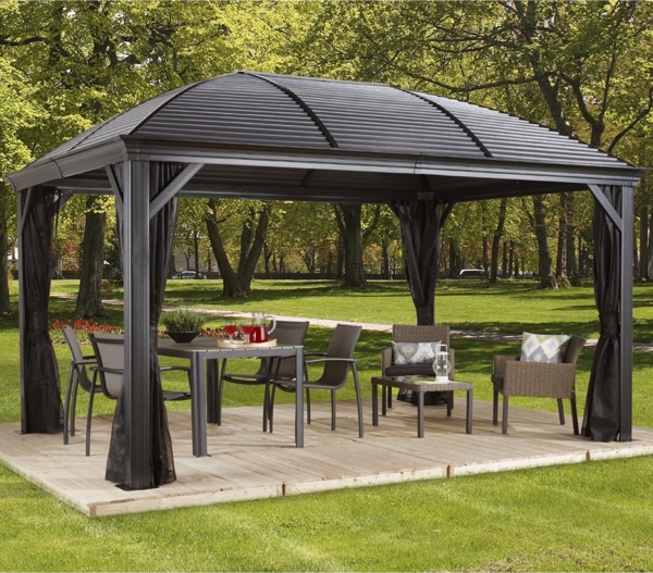 Sojag 'Moreno' Hardtop Pavillon inkl. Moskitonetz, Aluminium anthrazit, 298 x 298 x 423 cm