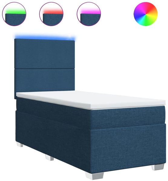 vidaXL Boxspringbett mit Matratze Blau 90x200 cm Stoff 3292670 Bild 2