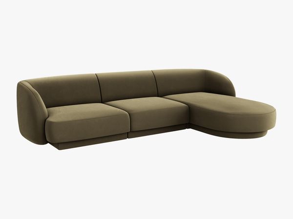 Micadoni 4-Sitzer Samtstoff Ecke rechts Sofa Miley | Bezug | Beinfarbe Black Plastic, Grün Bild 2