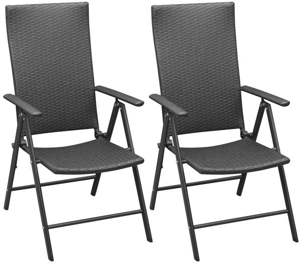 vidaXL Stapelbare Gartenstühle 2 Stk. Poly Rattan Schwarz 42796