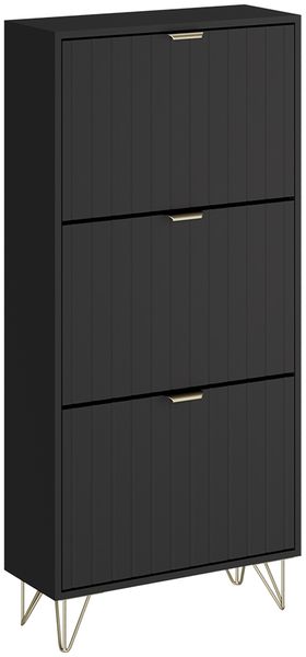 Schuhschrank Helge Schwarz 60 x 128.5 cm 3 Fächer Vicco