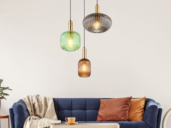 Hängeleuchte Hängelampe Pendelleuchte Wohnzimmer Glas 3 Farben 15469-3H