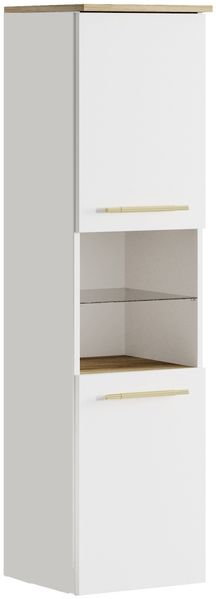 Badezimmer-Meuble Bravos 35 x 35 x 133 cm – Weiß und Weiß – Badezimmer-Meuble mit 2 Türen