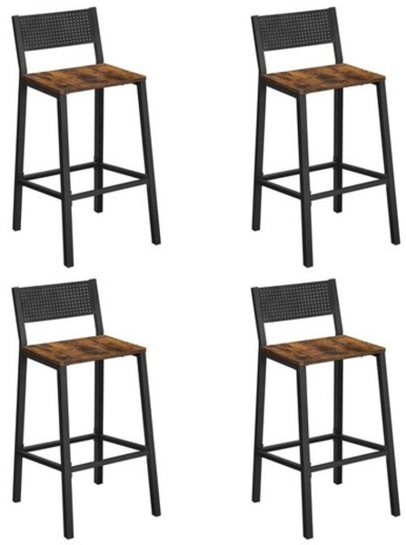 Vasagle Barhocker, 4er Set, Barstühle, Küchenstühle, für Küche, Wohnzimmer, Esszimmer, Industrie-Design, vintagebraun-schwarz von Songmics LBC270B01