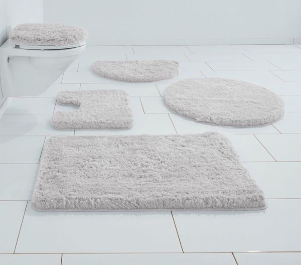 OTTO home Badematte Micro exclusiv, Badvorleger, Badezimmer Teppich, Höhe 55 mm, rutschhemmend beschichtet, schnell trocknend, strapazierfähig, fußbodenheizungsgeeignet, Polyester, rund, Badteppich, Badematten auch als 3 teiliges Set & rund erhältlich