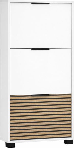 Schildmeyer Schuhschrank Schuhkipper Loft 161616, Mattweiß/Akustikpaneel Optik, 59,8 x 19,5 x 124,5 cm