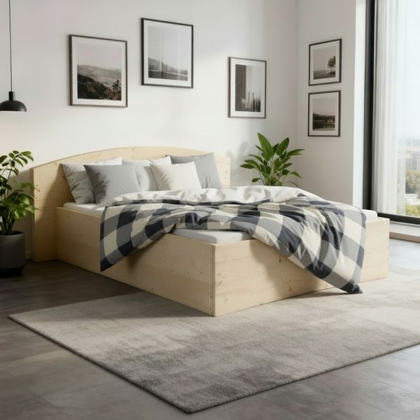 Boxspringbett Doppelbett Massivholzbett Holzbett "Platten Peter" 100cm x 220cm