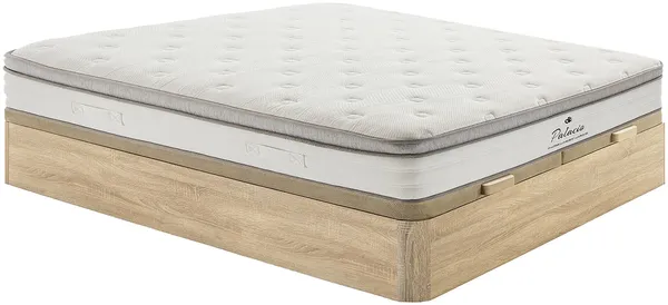 Vente-unique - ONEBIA Mattress and bed base set StoffHolz, Platte BeigeWeiß - B 180 cm x H 28 cm30 cm x L 200 cm