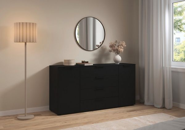 LeGer Home by Lena Gercke Kommode Kommode Sideboard Schubladenkommode SERINA eleganter Eyecatcher, mit 4 Schubkästen und 2 Türen sowie Metallgriffen MADE IN GERMANY