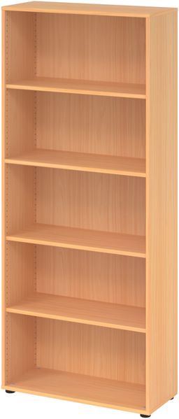 bümö Regal Buche, Standregal aus Holz für 5 Ordnerhöhen - Bücherregal 80 cm breit, Aktenregal für Ordner & Bücher, Büroregal, Holzregal, Ordnerregal, Aufbewahrungsregal, Buchregal, 4000-6