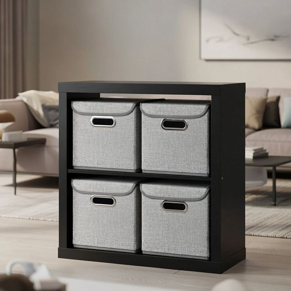 StickandShine Faltbox 5er Set mit Deckel 25x25 cm – Hellgrau, Schwarz, Weiß, Türkis, Creme