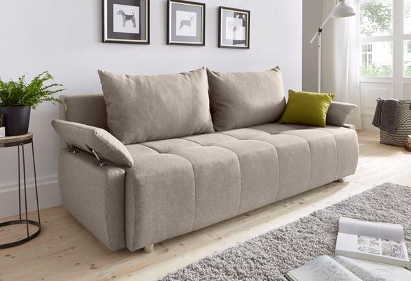 COLLECTION AB Schlafsofa Funtastic, B: 212 cm, Liegel. 145x187 cm, Bettfunktion, Bettkasten, Armteilverstellung & 1 Zierkissen, Federkern