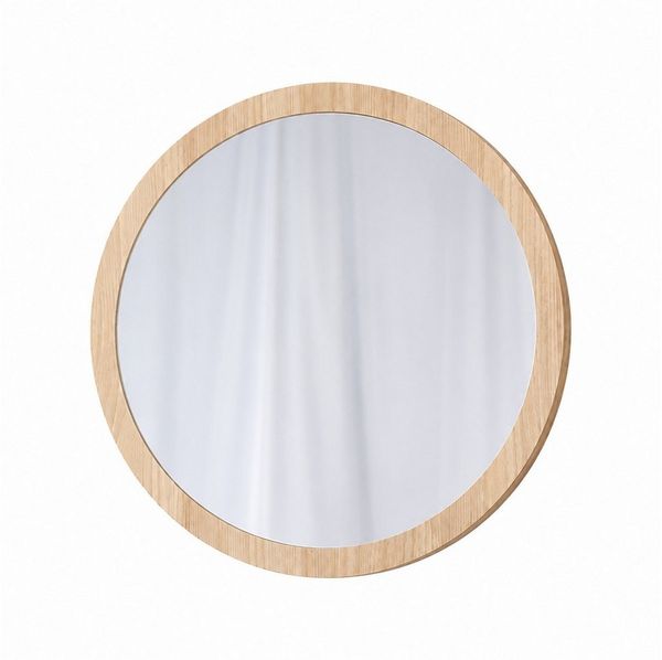 BOURGH Wandspiegel Rundspiegel VALENCIA Wandspiegel aus Holzwerkstoff natur - Ø45cm (1-St)