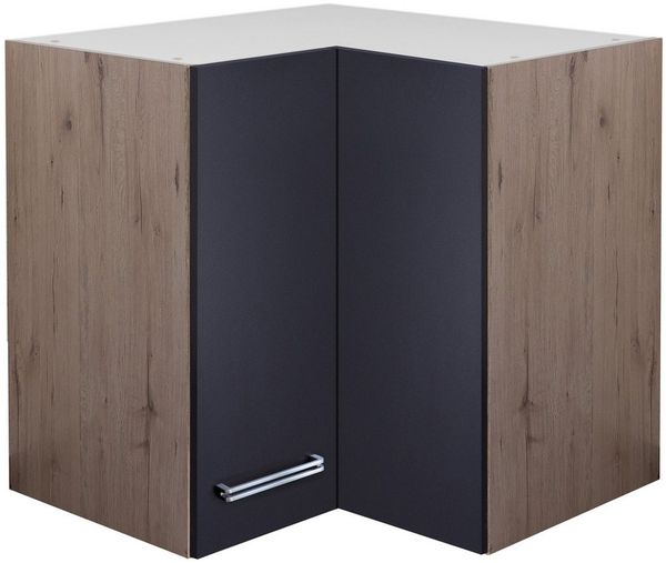Flex-Well Eckhängeschrank Eckhängeschrank Küche - 60 cm breit - Anthrazit San Remo Eiche – Lino