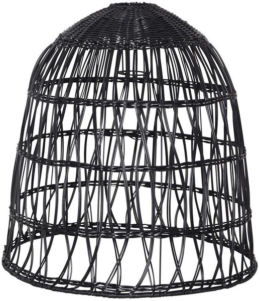 Geflochtener Lampenschirm ,Knute, aus Rattan, groß, schwarz, E27, outdoor
