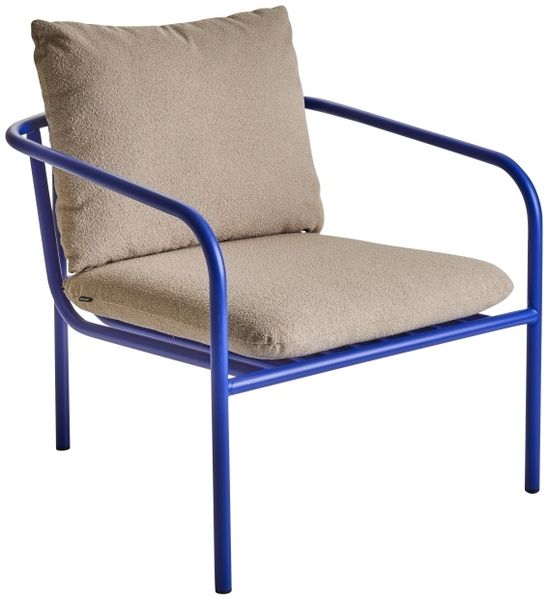 Gartensessel Bendt mit Kissen aus Aluminium, modern skandinavisch, indigo blau, gepolstert