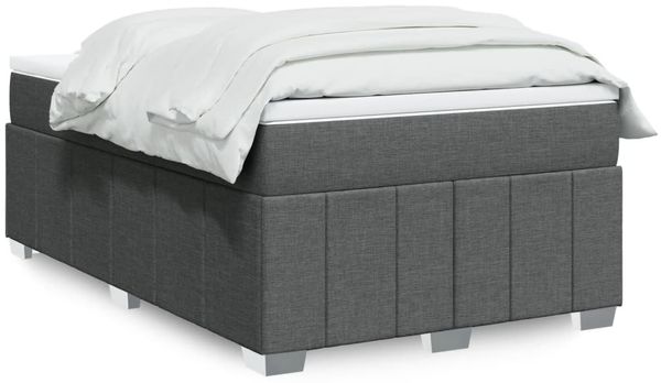 vidaXL Boxspringbett mit Matratze Dunkelgrau 120x200 cm Stoff 3285464