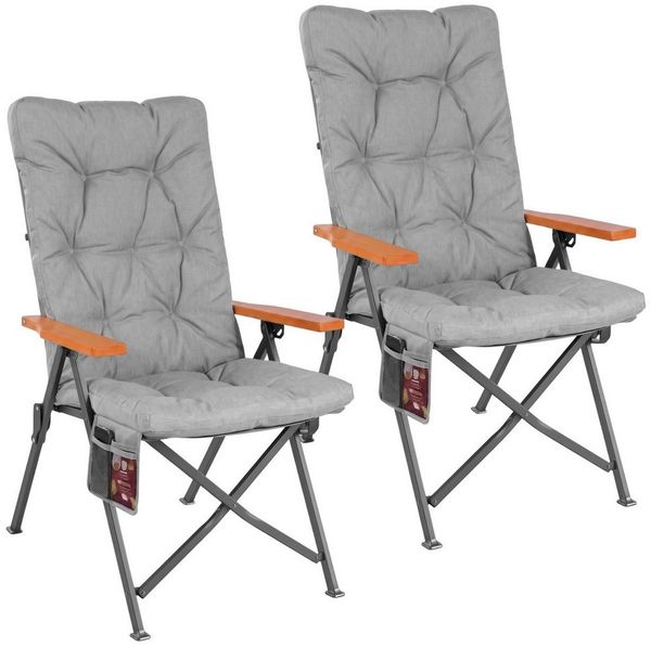 HOMECALL Campingstuhl Faltbar Hochlehner Luxus Klappstuhl mit 4,5cm Dicke Gepolstert (150kg Belastbar mit 4 Positionen Verstellbar Angelstuhl, 2 St), für Garten Balkon Wohnmobil