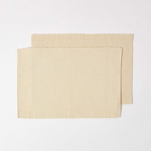 Homescapes Platzset Tischset creme im 2er-Set – 30 x 45 cm, 100% Baumwolle