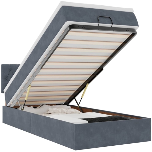 vidaXL Ottoman-Bett mit Matratze Dunkelgrau 80x200 cm Samt 3311808