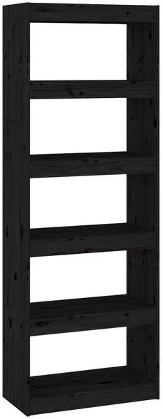 Bücherregal | Standregal Schwarz 60x30x167,5 cm Massivholz Kiefer