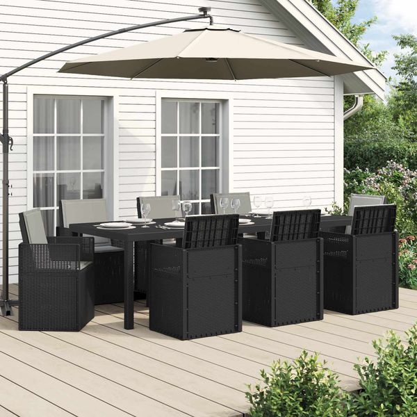vidaXL Garten Essgruppe mit Kissen 9 pcs Anthrazit und Hellgrau PP 3430090
