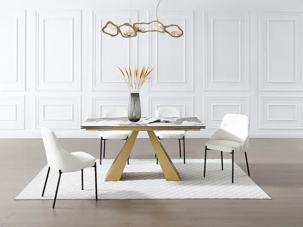 Vente-unique - LOZIPA Esstisch GlasKeramik SchokoladenbraunWeißGold - B 90 cm x H 76 cm x L 200 cm160 cm240 cm