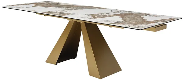 Vente-unique - LOZIPA Esstisch GlasKeramik SchokoladenbraunWeißGold - B 90 cm x H 76 cm x L 200 cm160 cm240 cm