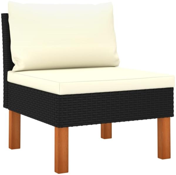 vidaXL Mittelsofa Poly Rattan und Eukalyptus Massivholz 315762