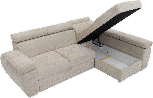 Ecksofa Boston Mini mit Schlaffunktion, Bettkasten, Einstellbare Kopfstützen (Farbe: Flow 03, Seite: Links, LC+2r) Bild 4
