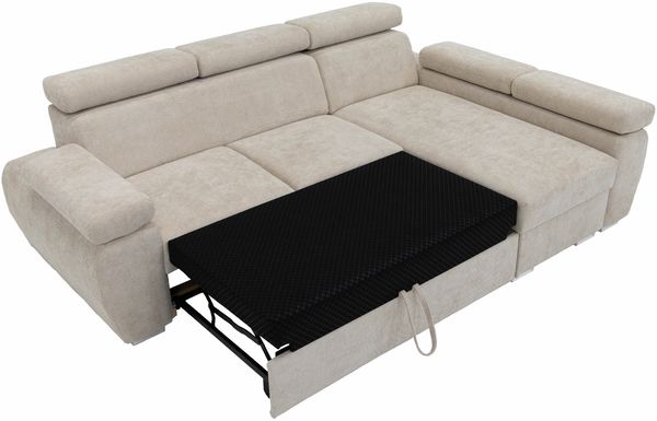 Ecksofa Boston Mini mit Schlaffunktion, Bettkasten, Einstellbare Kopfstützen (Farbe: Flow 03, Seite: Links, LC+2r) Bild 3