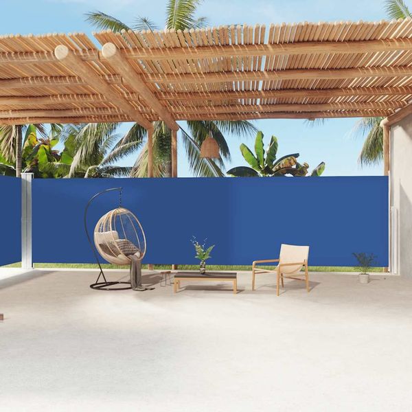 Seitenmarkise Ausziehbar, Balkon Sichtschutz Blau 200x1200 cm