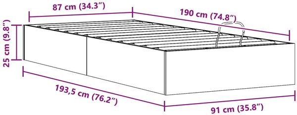 vidaXL Ottoman Bettgestell mit Stauraum Weiß 90 x 190 cm 3418763 Bild 12