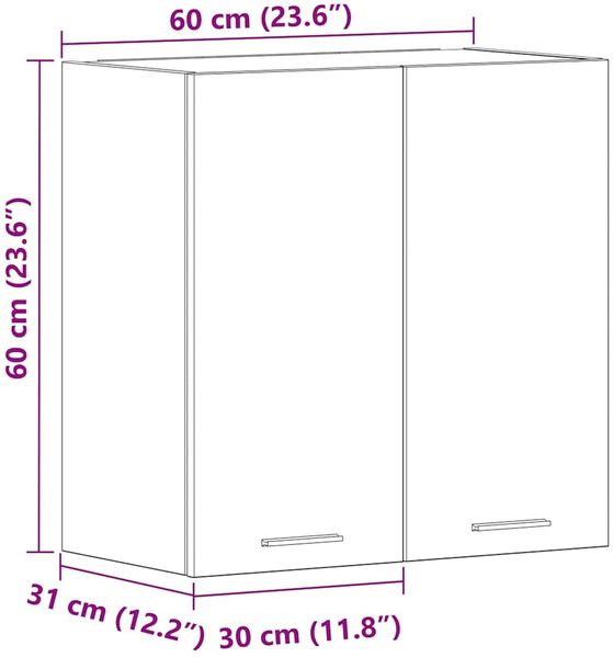 vidaXL Hängeschrank Lyon Weiß 60x31x60 cm Holzwerkstoff 801268 Bild 11