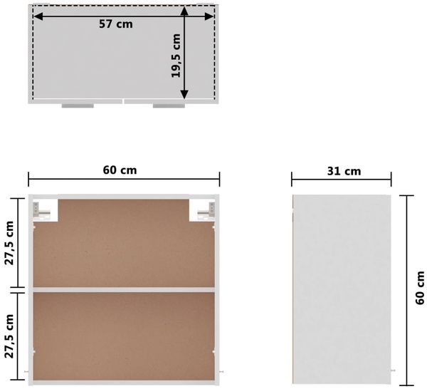 vidaXL Hängeschrank Lyon Weiß 60x31x60 cm Holzwerkstoff 801268 Bild 9