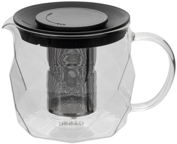 RESTO Kitchenware Teekanne Ain, hitzebeständige Glaskanne im 3D Design, Höhe 12 cm, 1 l, (4-St), mit herausnehmbarem Filtersieb aus Edelstahl, im Geschenkkarton