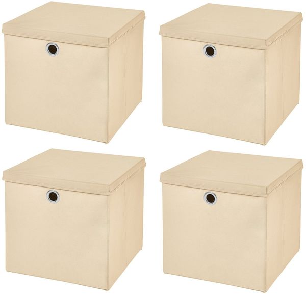 StickandShine Faltbox 4er SET 28 x 28 x 28 cm mit Deckel – perfekt für KALLAX - 19 Farben